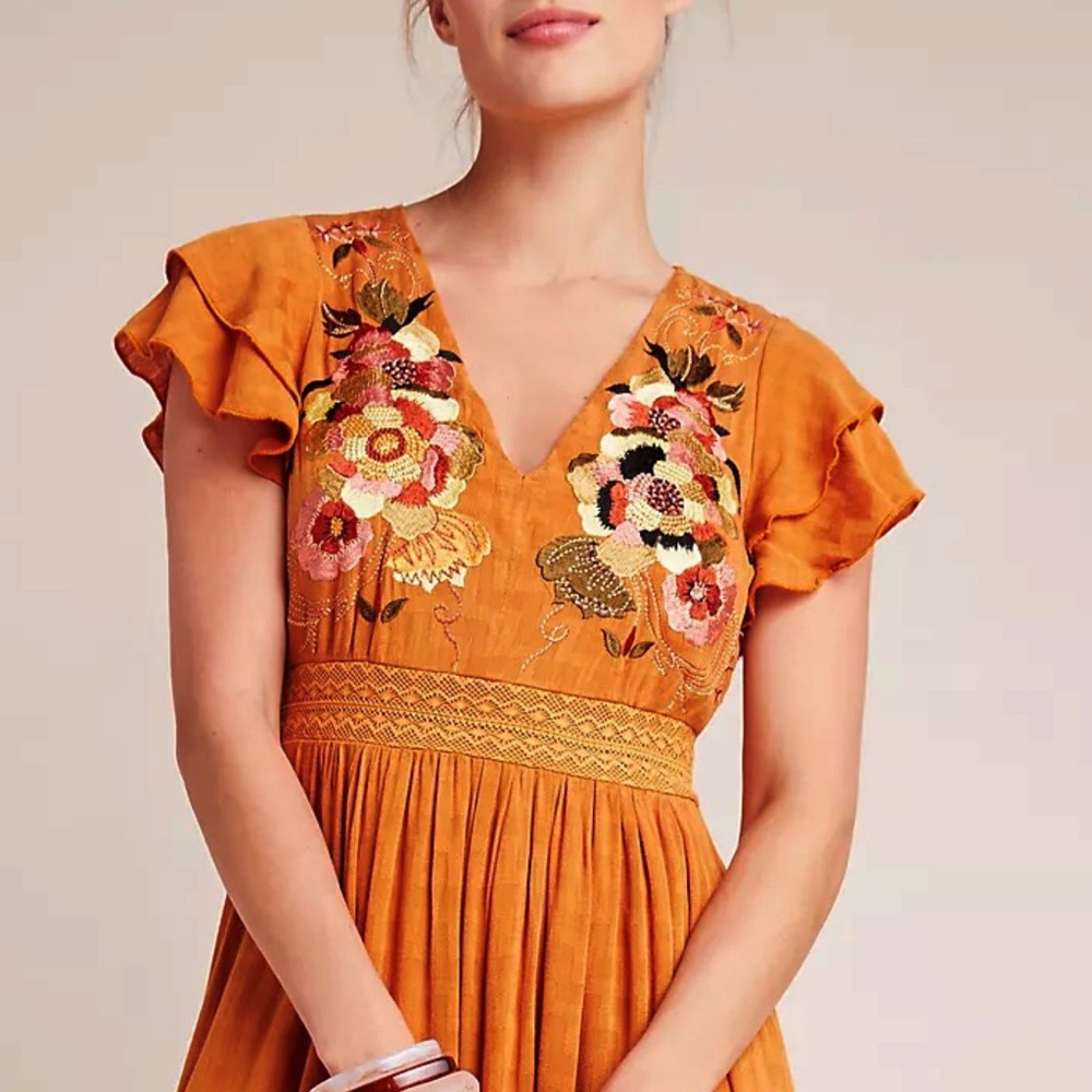 Anthropologie Sunshine Embroidered Maxi Dress - Picture 3 of 15